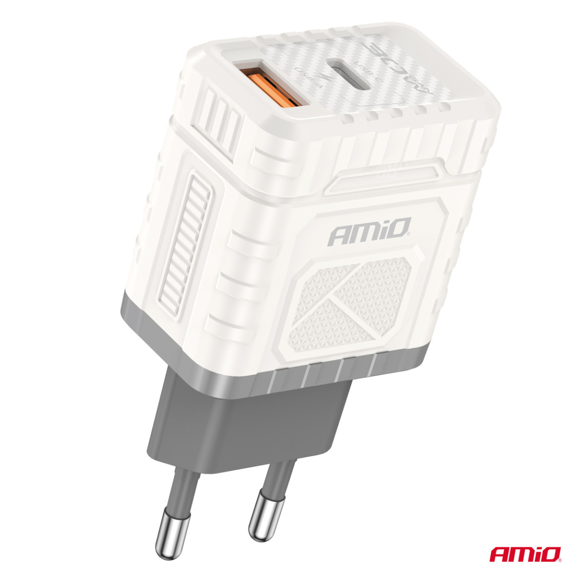 Sieninis įkroviklis Quick Charge GaN 30W USB-A + USB-C AMIO-04286