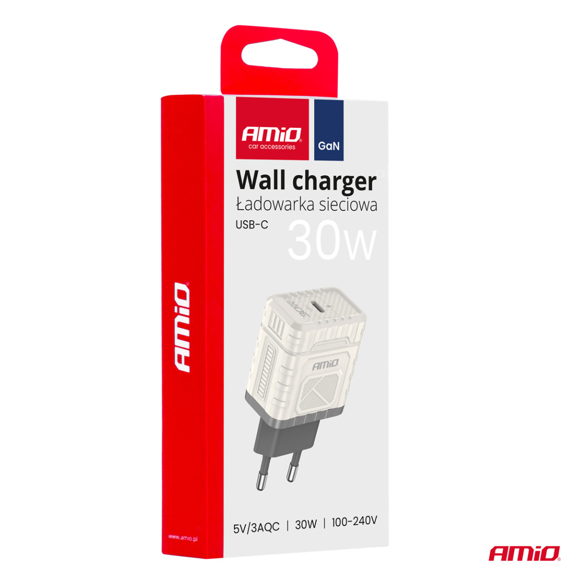 Sieninis įkroviklis Quick Charge GaN PD 30W USB-C AMIO-04285