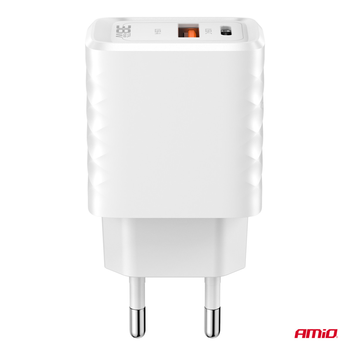 Sieninis įkroviklis Quick Charge GaN 38W USB-A + USB-C AMIO-04287