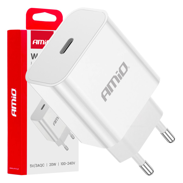 Sieninis įkroviklis USB-C 20W 230V AMIO-03891