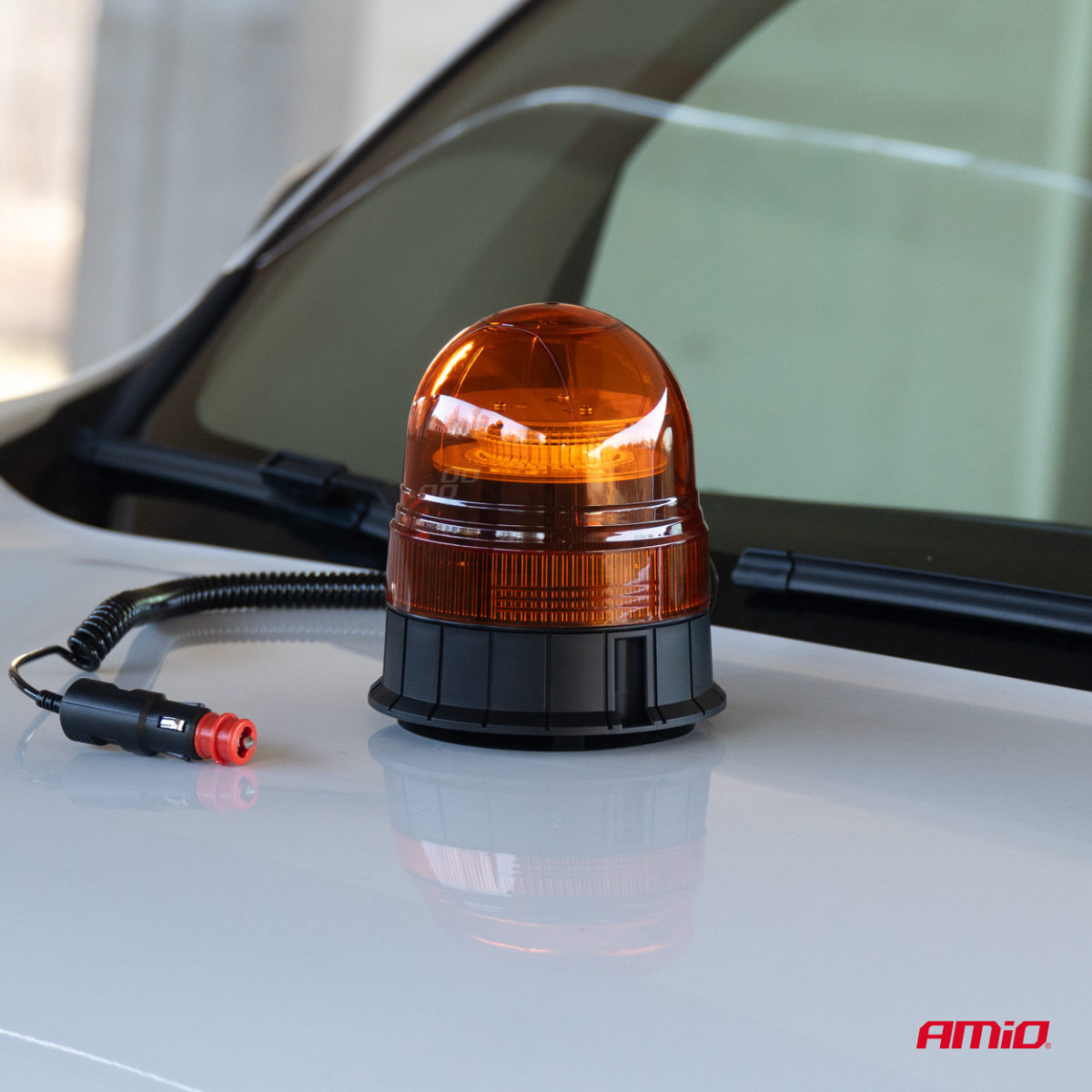 LED įspėjamoji lempa W02M magnetinė R65 R10 39LED 12/24V IP56 AMIO-02300
