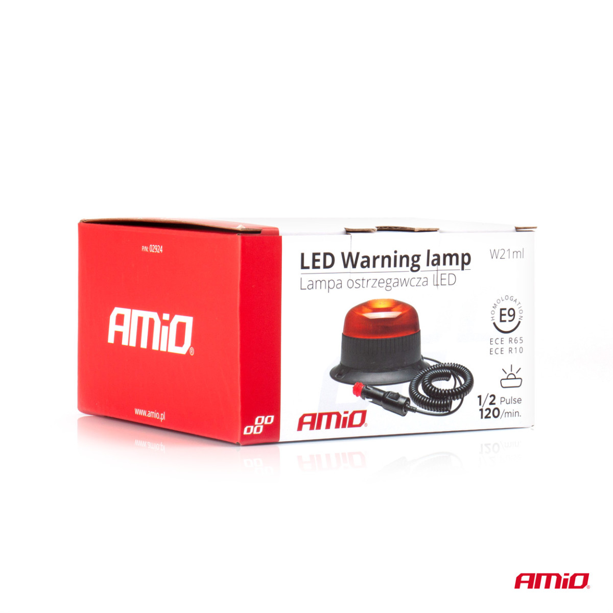 LED įspėjamoji lempa su magnetu W21ml R65 R10 18LED 12/24V IP56 AMIO-02924