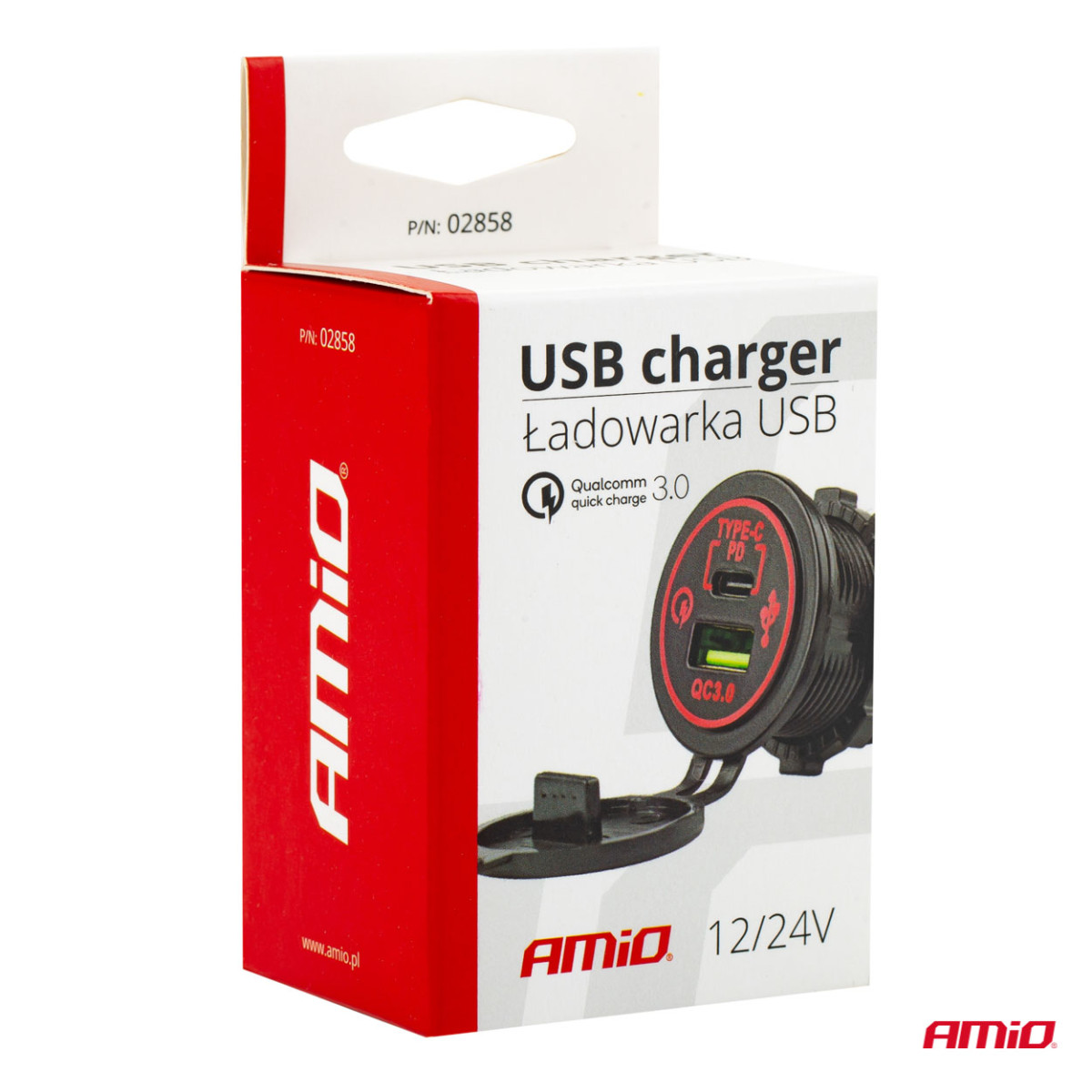 Vandeniui atsparus telefono įkroviklis USB+USB-C 12/24V MOD-08