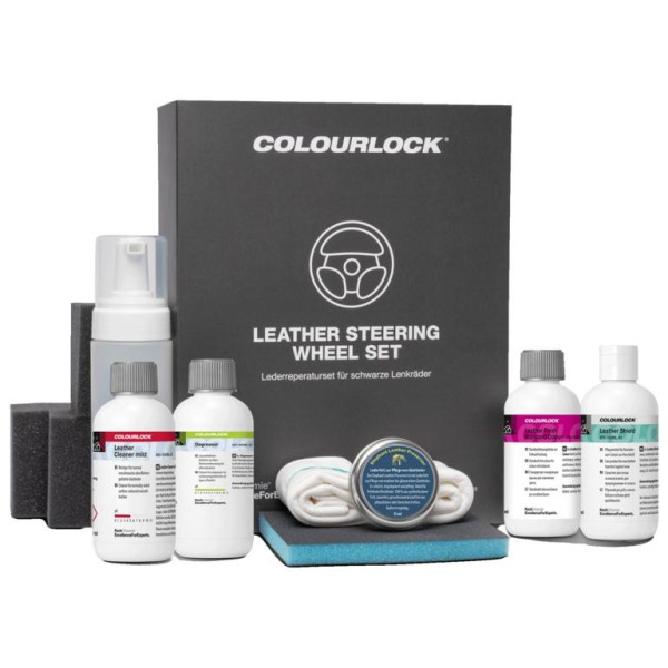 KOCH CHEMIE COLOURLOCK Leather Steering Wheel Set, juodo odinio vairo atnaujinimo rinkinys KOCH CHEMIE COLOURLOCK Leather Steering Wheel Set, juodo odinio vairo atnaujinimo rinkinys