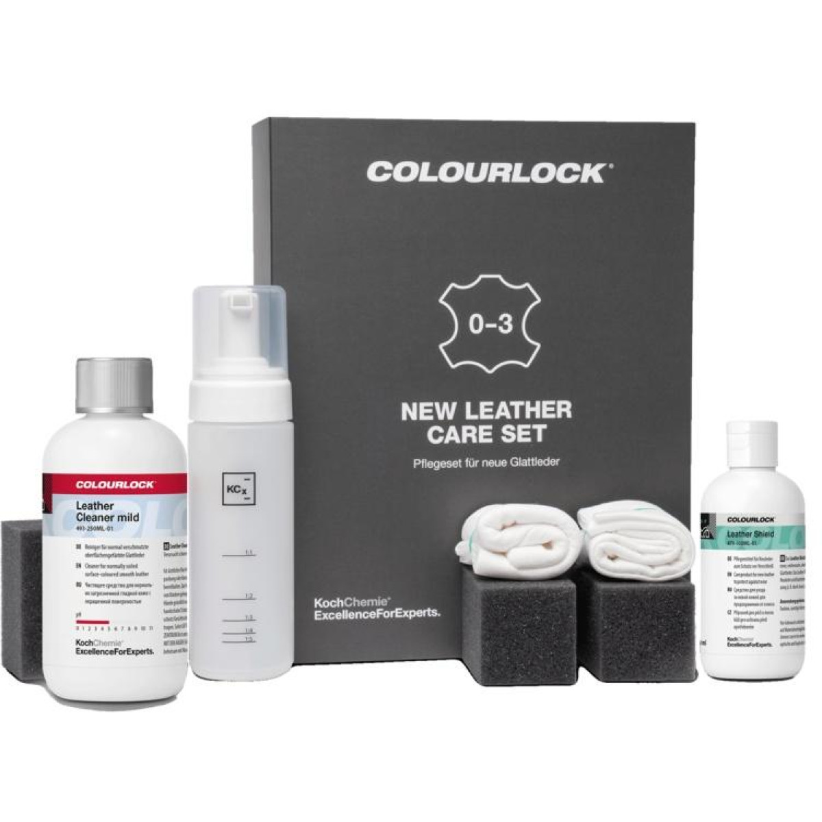 KOCH CHEMIE COLOURLOCK New Leather Care Set, naujos lygios odos priežiūros rinkinys